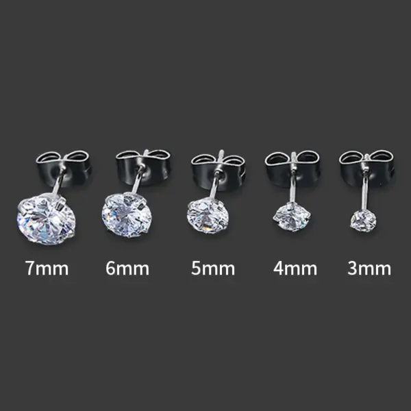 Wholesale Fashion Round Stainless Steel Inlay Zircon Earrings 1 Pair