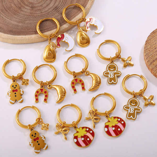 Wholesale Christmas series gingerbread man pendant earrings