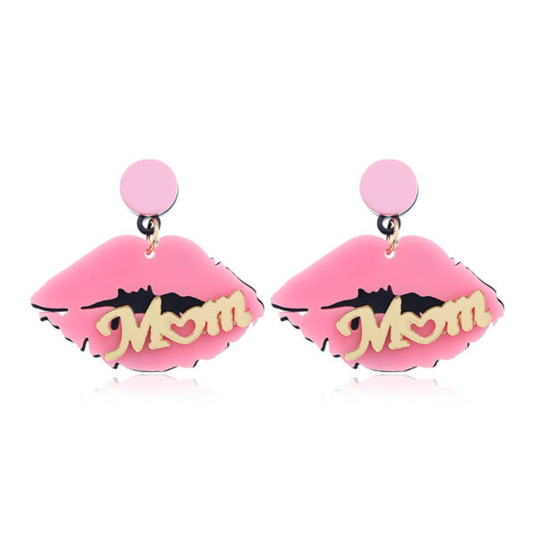 Wholesale Letter Mom Mama Mother's Day European and American Cross-Border Pink Lips Acrylic Earrings Women's Personalized Earrings