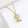 Simple Style Flower Copper Zircon Pendant Necklace In Bulk