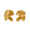 304 Stainless Steel Geometric PVD Coated Stone-Free Real Gold Plated 16K Gold White Gold Plated Gold Plating Elegant Waterproof Non Tarnish Irregular Plating Ear Studs