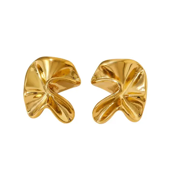 304 Stainless Steel Geometric PVD Coated Stone-Free Real Gold Plated 16K Gold White Gold Plated Gold Plating Elegant Waterproof Non Tarnish Irregular Plating Ear Studs