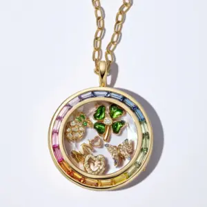 Colored Diamond Round Box Necklace-Empty Box