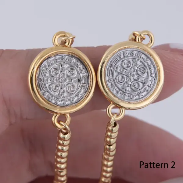 Wholesale Jewelry Simple Style Classic Style Cross Virgin Mary Copper 18K Gold Plated Plating Bracelets