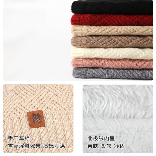 Wholesale Women's knitted hat winter cold-proof double-layer scarf outdoor warm knitted hat scarf gloves three-piece set