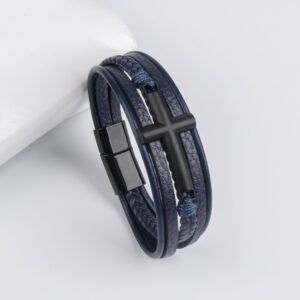 Black buckle and blue leather