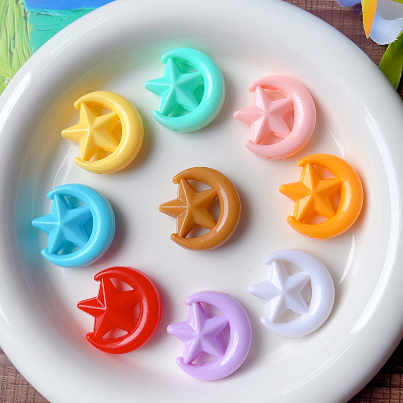 Wholesale Acrylic through-hole star and moon shaped beads