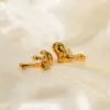 Wholesale 304 Stainless Steel Irregular PVD Coated 18K Gold Plated IG Style Asymmetrical Plating Gold Ear Studs