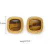1 Pair Elegant Nordic Style Retro Square (Accessory) Waterproof Non-Fading 304 Stainless Steel Resin Tiger Eye Vacuum Electroplating (Fired) 18K Gold Butterfly Ear Caps Women's Earrings Studs
