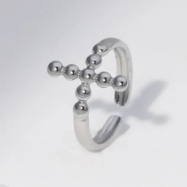 Wholesale Fashion Cross Stainless Steel Open Ring 1 Piece