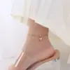 Fashion Geometric Titanium Steel Waterproof Non Tarnish No Inlaid PVD Coated Real Gold Plated Women'S Anklet