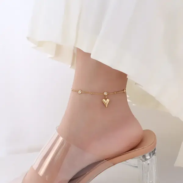 Fashion Geometric Titanium Steel Waterproof Non Tarnish No Inlaid PVD Coated Real Gold Plated Women'S Anklet