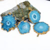 Wholesale Natural Crystal Sunflower Pendant Asymmetrical Raw Stone Natural Stone Slice Gold-Plated Necklace Accessories