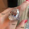 Wholesale New Super Large Oval Zircon Women's Ring Simple Copper Ring Hand Jewelry