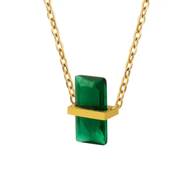 PVD Coated Real Gold Plated 18K Gold Square 304 Stainless Steel Simple Style Waterproof Non Tarnish 304 Stainless Steel Pendant Necklace
