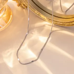 Round Snake Embossed Chain 40+5cm-Steel Color / A Bundle of One Hundred Pieces Without Packaging