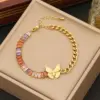 PVD Coated 18K Gold Real Gold Plated Four Leaf Clover Devil'S Eye Butterfly Stainless Steel Casual Simple Style Waterproof Non Tarnish 304 Stainless Steel Bracelets