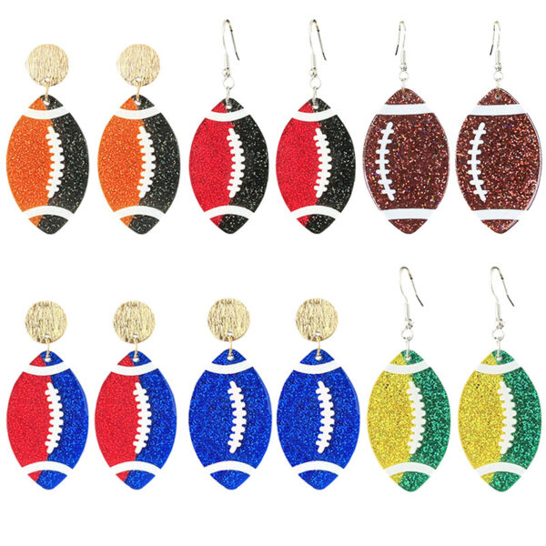 Wholesale Amazon source football football contrast fashion ladies shiny acrylic earrings should be refueling accessories