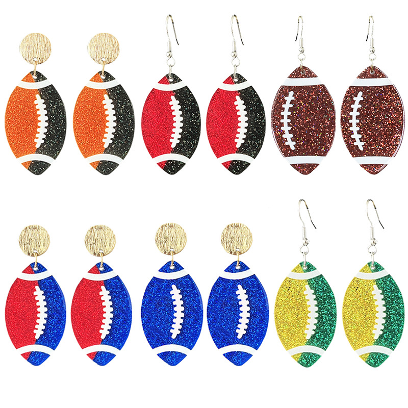 Wholesale Amazon source football football contrast fashion ladies shiny acrylic earrings should be refueling aessories