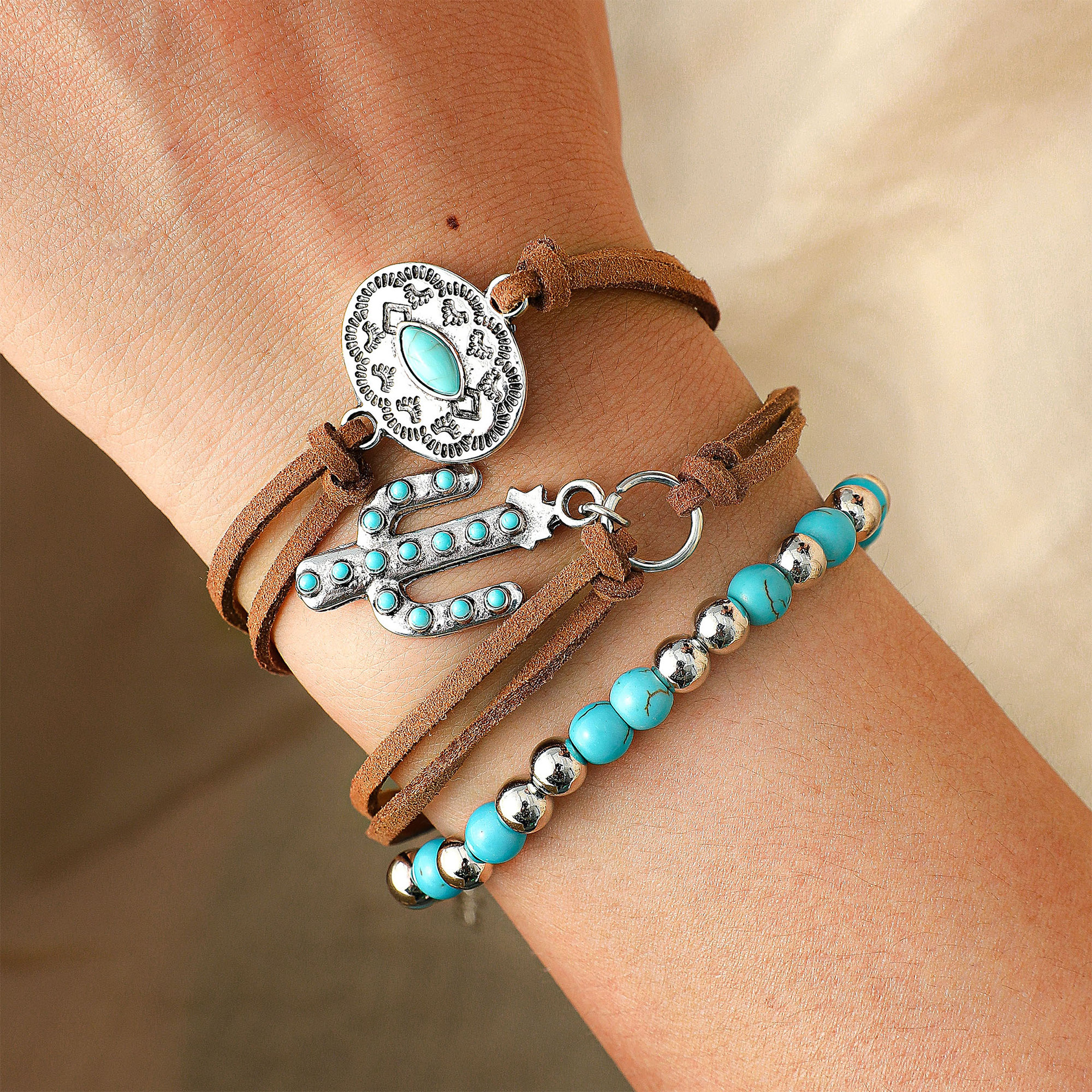 Wholesale Vintage Pinestone Cactus Bracelet
