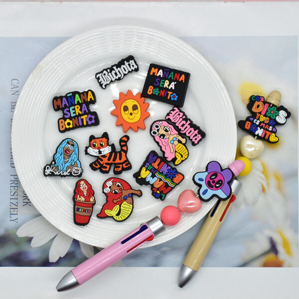 Wholesale Random 100pcs Singer Pen Beads PVC Soft Rubber Beads OLY Exclusive