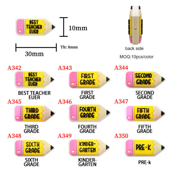 oly-52e61f6e17c3d2d66d7994e58d063eb5 Wholesale Factory direct sales of food-grade 3D silicone epoxy beads, creative pencil beads, cute cartoon insertable teething beads.