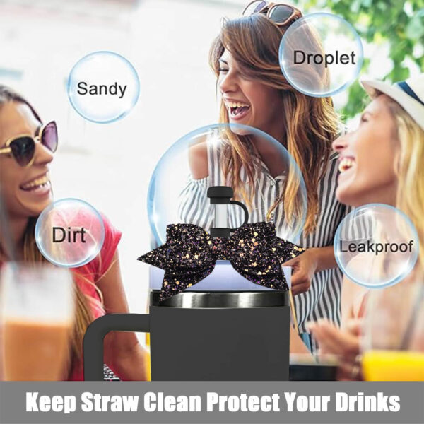 Wholesale Ice cup straw cap Amazon explosion stanley cup bow decoration solid color food silicone straw sleeve