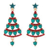 Wholesale Diamond-encrusted Christmas tree earrings