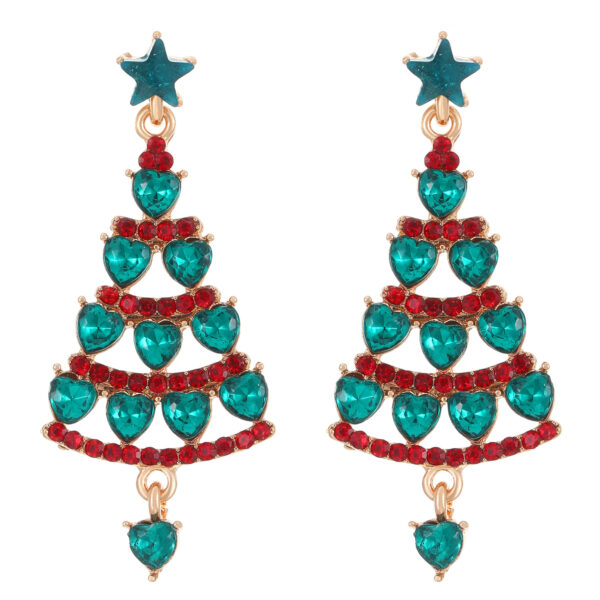 Wholesale Diamond-encrusted Christmas tree earrings