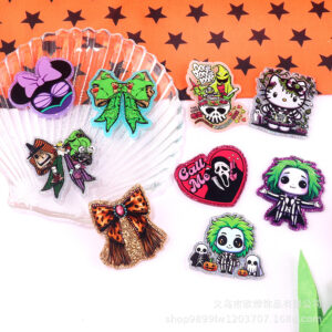 Wholesale New loose powder cross-border cartoon Halloween cute jewelry acrylic pins adorable DIY patch accessories