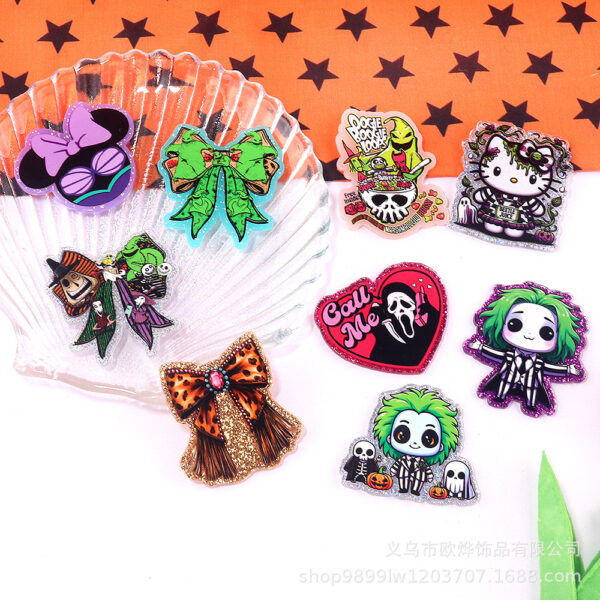 Wholesale New loose powder cross-border cartoon Halloween cute jewelry acrylic pins adorable DIY patch accessories