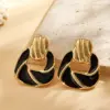 Wholesale Trendy Fashion Ins Style Gold-Plated Imitation Gold 304 Stainless Steel Colorful Oil-Drip Irregular Spiral Pattern Earrings