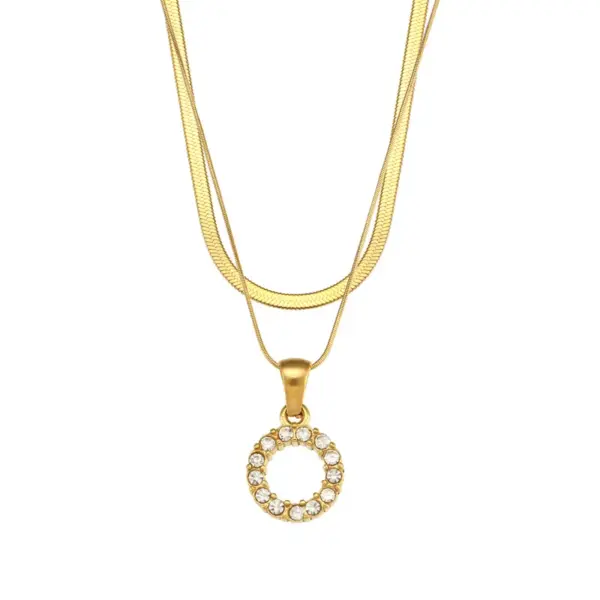 Wholesale Jewelry Fashion Letter 304 Stainless Steel Zircon 18K Gold Plated Plating Necklace