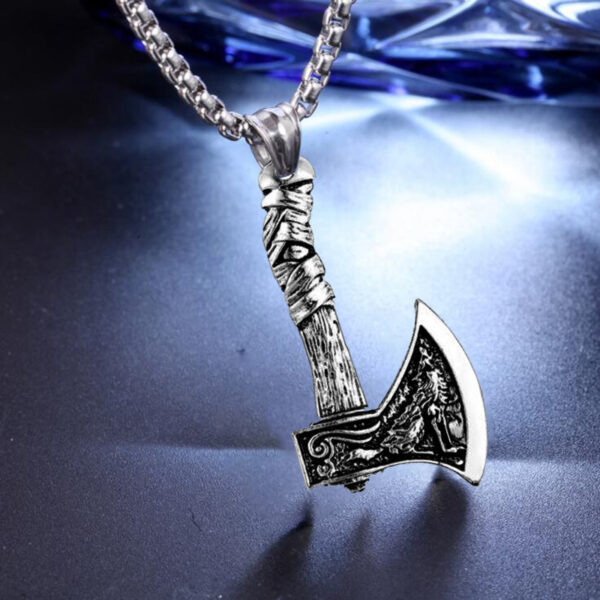 oly-52f800738ab070dc5038d11278d525c4 Wholesale 2023 European and American Foreign Trade Jewelry Viking Celtic Wolf Axe Stainless Steel Necklace Pendant Personality Necklace