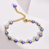 PVD Coated Real Gold Plated Devil'S Eye 201 Stainless Steel Arylic Simple Style Waterproof Non Tarnish 201 Stainless Steel Bracelets