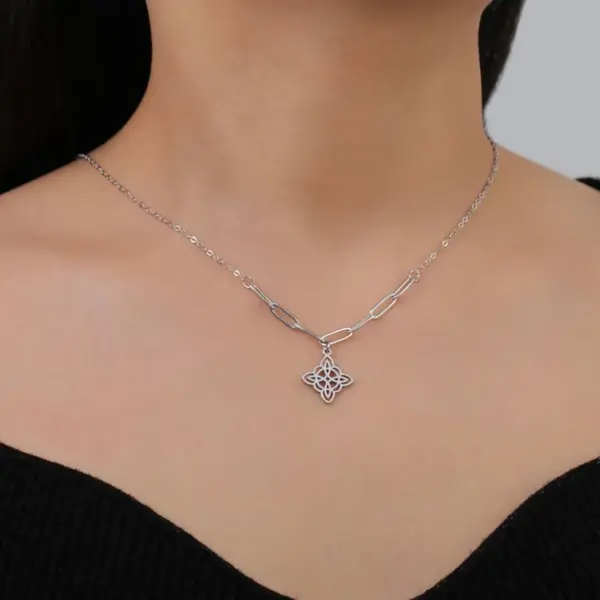 Wholesale Jewelry Hip-Hop Retro Witches Knot 304 Stainless Steel Plating Pendant Necklace