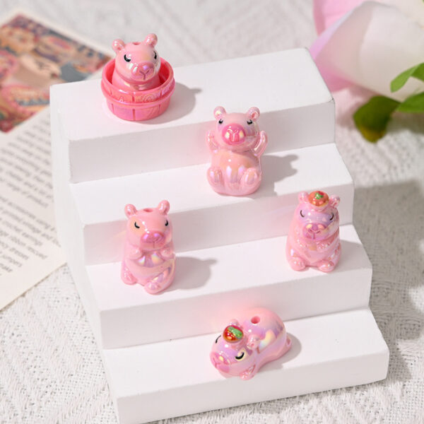 Wholesale Colorful pink animal with hole shaped beads