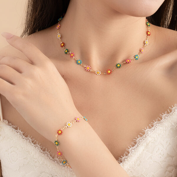 oly-52fe5c90873f33103aa86bff915db911 Wholesale Dopamine Small Fresh Color Flower Necklace Simple Mori Butterfly Bracelet Necklace Two-Piece Set for Women