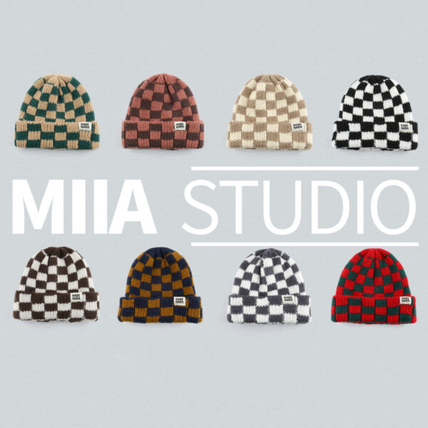 Wholesale Checkered knit hat for women