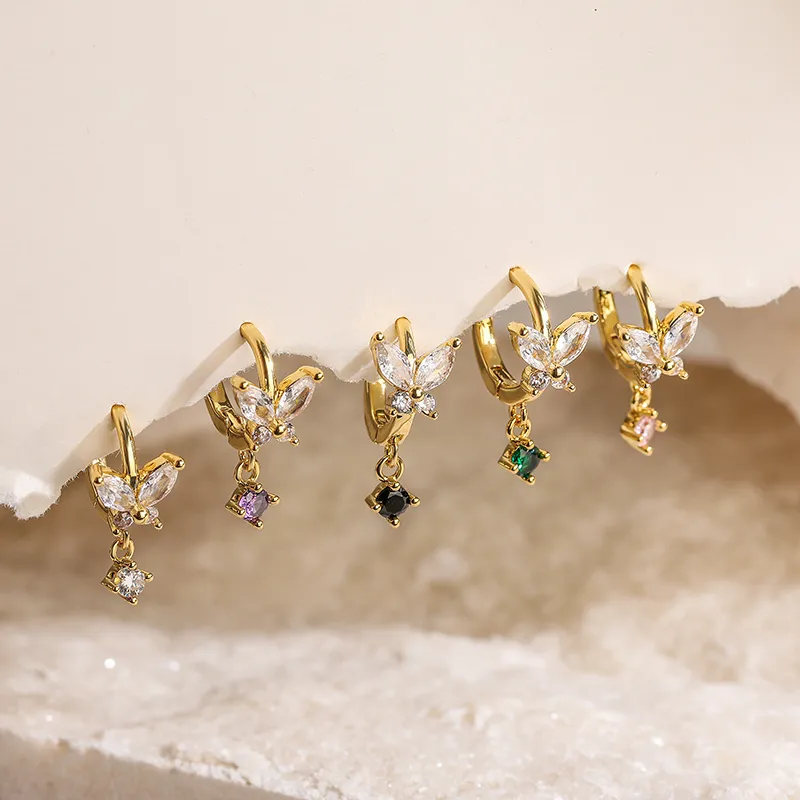 1 Pair Elegant Lady Modern Style Butterfly Plating Inlay Copper Zircon op Earrings