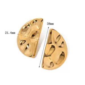 【XKE0269】Hammered Half Circle Earrings / Gold