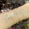 Alloy Plating Heart Artificial Gemstones Copper Bracelets