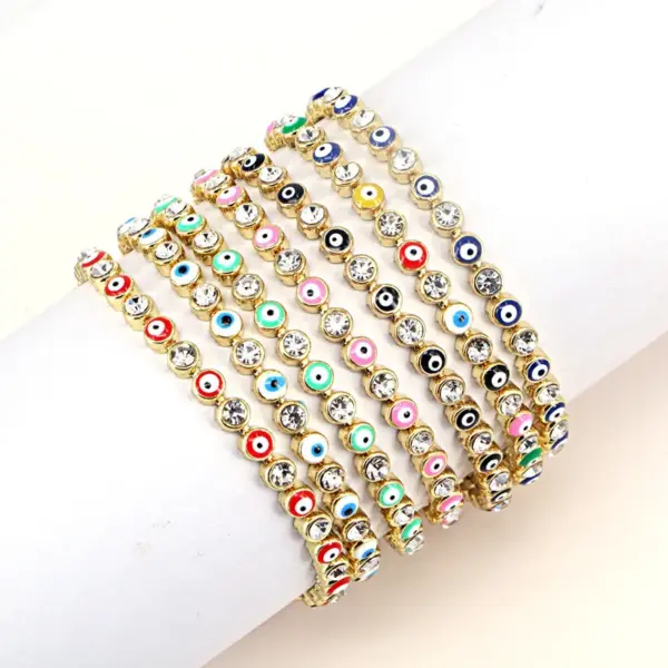 European And American New Fashion Copper Chain Inlaid Zircon Oil ipping Devil's Eye Bracelet