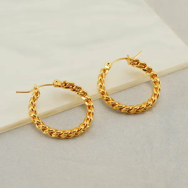 Wholesale 1 Pair Elegant U Shape Plating Stainless Steel Titanium Steel 18K Gold Plated Hoop Earrings