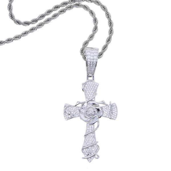 Wholesale New Xiyin Europe and the United States cross-border jewelry cross pendant personalized creative rose hip-hop men's necklace