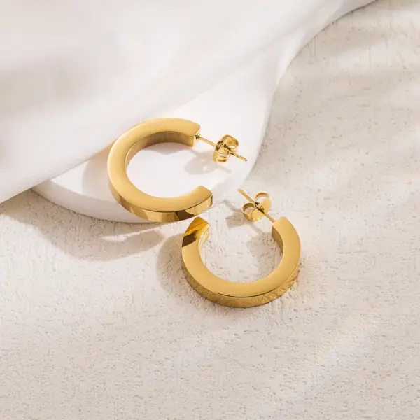 1 Pair IG Style Basic Cool Style Solid Color Plating 304 Stainless Steel 18K Gold Plated Stainless Steel Earrings