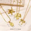 Wholesale Jewelry Luxurious Queen Classic Style Flower Bow Knot 304 Stainless Steel Ball Chain Cable Chain Snake Chain Pendant Necklace