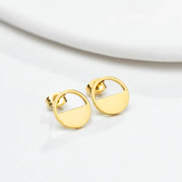 PVD Coated 18K Gold Real Gold Plated Geometric 304 Stainless Steel Simple Style Waterproof Non Tarnish Ear Studs