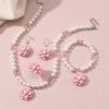 Wholesale Light luxury sweet imitation pearl flower pendant children's necklace four-piece set