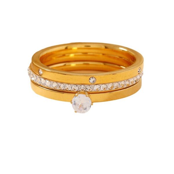 Wholesale Diamond-studded clay stainless steel ring set